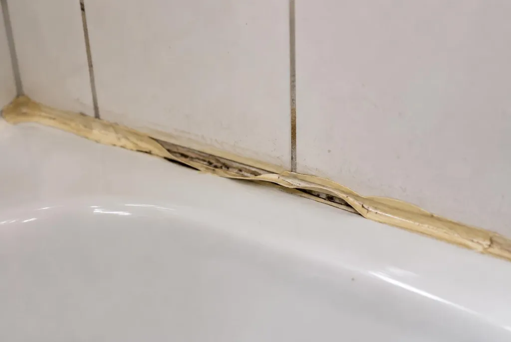 Kitbedrijf Biddinghuizen – loslatende kit naast het bad